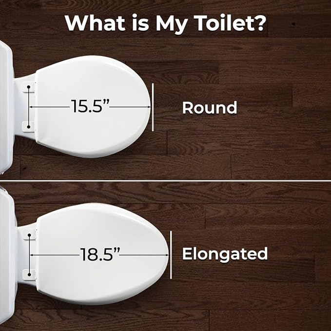 GenieBidet Left Side Bidet Toilet Seat Elongated - Dual Nozzles with T adapter & Bottle - Adjustable Water Pressure & Slow Close Bidet Seat Elongated with No Wiring & Easy Installation