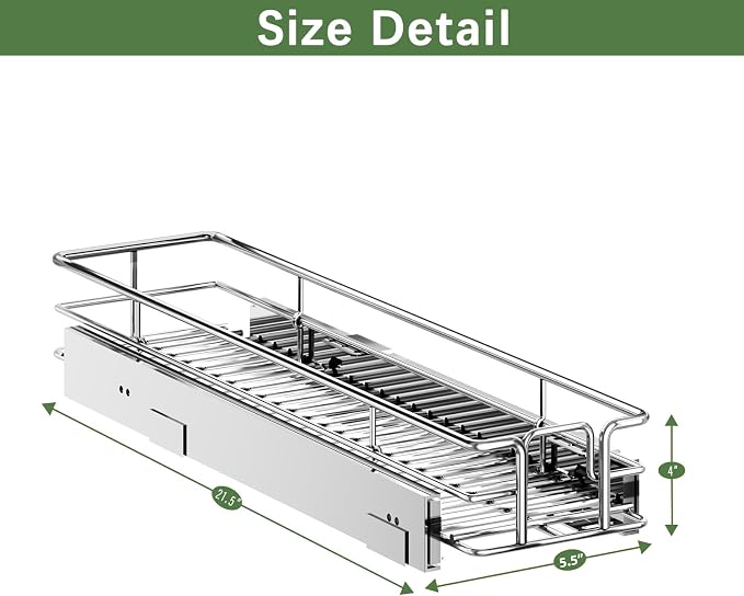 LOVMOR Pull Out Cabinet Organizer 5½" W x 21½" D, Kitchen Cabinet Pull Out Shelves Slide Out Storage