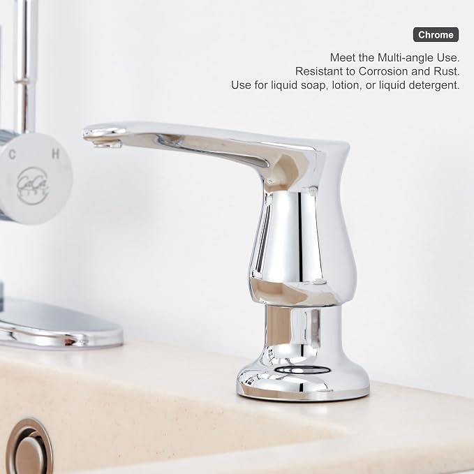 Kitchen Sink Soap Dispenser with 17 OZ Bottle - Chrome | Built in Soap Dispenser, Liquid Dispenser for Kitchen Sink, Refill from The Top, G086C
