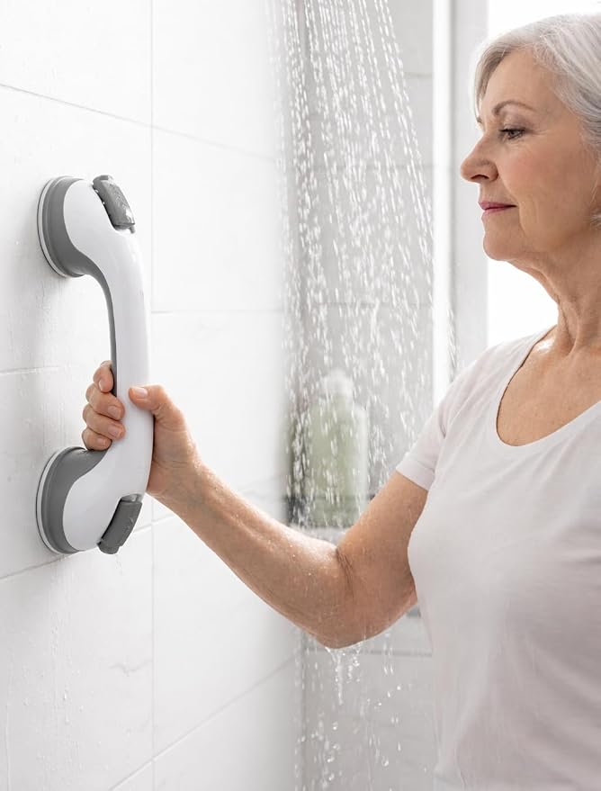 2 Pack Grab Bars for Bathtubs and Showers, Shower Handles for Elderly Seniors bar Safety 500 lbs Walls Handicap Heavy Duty Holder Hooks to Lift Large Tile Glass Suction Cups Tool