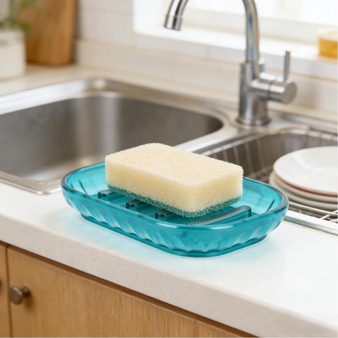 2 Pack Soap Dish Holder for Bar Soap, Bathroom Soap Dishes Bar Soap Holder | Soap Dishes Soap Saver Tray for Shower Bathroom, Kitchen Sink Soap Dish, Blue