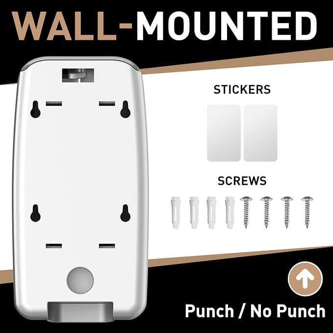 Commercial Soap Dispenser Wall Mount Manual Pump Hand Soap Dispenser 800ml Gel Liquid Hand Sanitizer Dispenser Self Adhesive for Home Bathroom (Black)