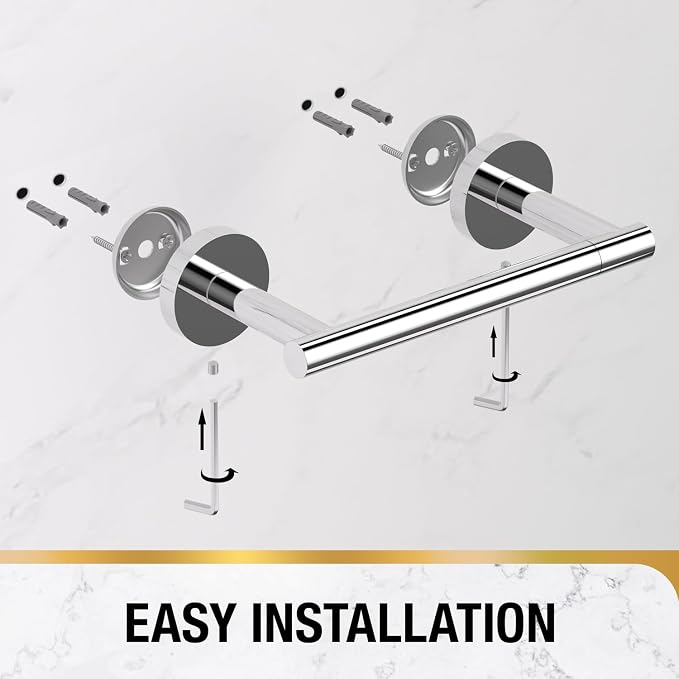 HITSLAM Chrome Toilet Paper Holder, Double Post Pivoting, SS304 | Wall Mount Bathroom Toilet Tissue Holder, Rustproof Stainless Steel, Easy Pivoting Roll Change, Fits Mega Rolls Size
