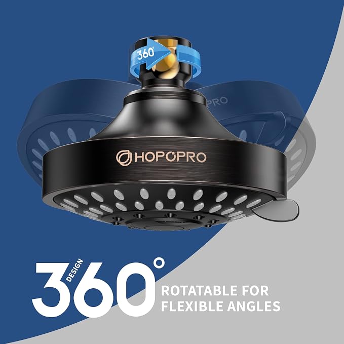High Pressure Shower Head, HOPOPRO 5-Mode Fixed Showerhead, NBC Recommended | The Washington Post, NBC, Today Recommended, Consumer Reports Tested High Flow Fixed Shower Head (4 Inch Oil Rubbed Bronze)