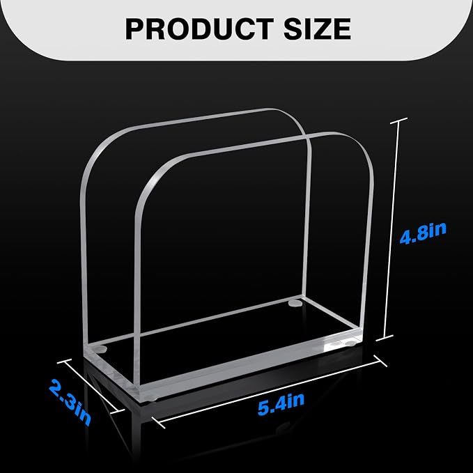 Kordory U-shaped Acrylic Napkin Holder for Kitchen Table, Home, Restaurant | Thicker Vertical Napkin Holder, Modern Paper Napkin Holders, Dinner Table Guest Napkin Holder for Hotel, Bar