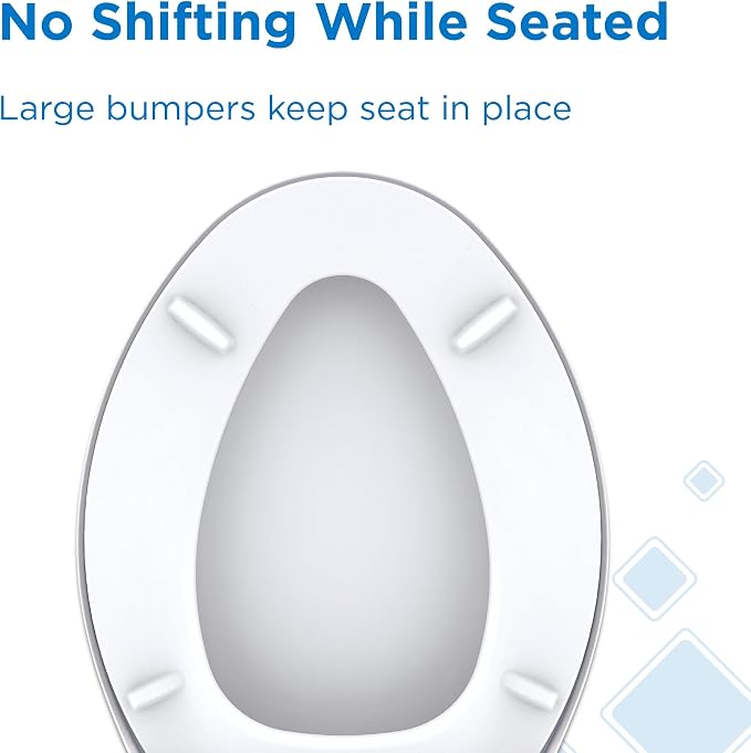 Gerber Elongated Toilet Seat with Cover, Standard Close, Quick & Easy Install, Heavy-Duty Plastic, Adjustable Fit for Standard Elongated Toilets, Durable & Fade-Resistant, White G0099216