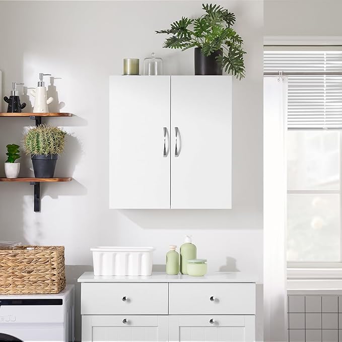 SoBuy Multifunctional Wall Mount Storage Cabinet, Wall Size, White | Wall Mount Over-Toilet Medicine Cabinet With Shelf, Multi-Purpose Storage For Kitchen Bathroom Laundry