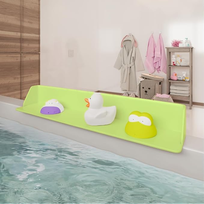 Original PlayPad, Bathtub Splash Guard Play Shelf - Toy Tray Caddy Holder Storage - Suction Cups Attach to Bath Tub - No Mess Water Spill in Bathroom for Toddlers Kids Baby (Green)