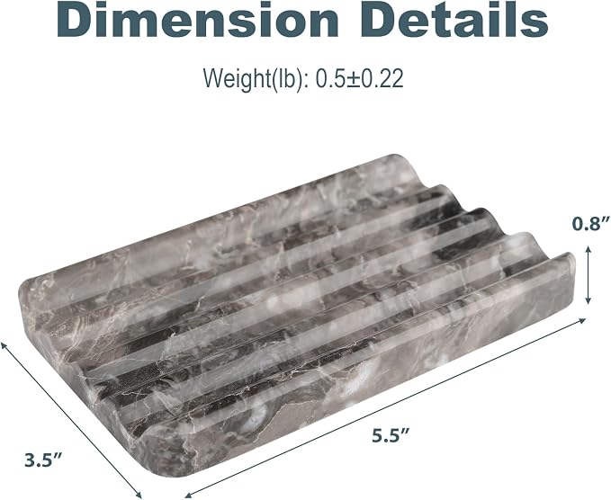 Karibiber Marble Soap Dish, Bar Soap Holder Shower, Brown Soaps Saver with Water Ripple Design, Easy Cleaning Stone Sponge Holder for Kitchen Sink，Bathroom, Executive Natural Stone Soap Tray