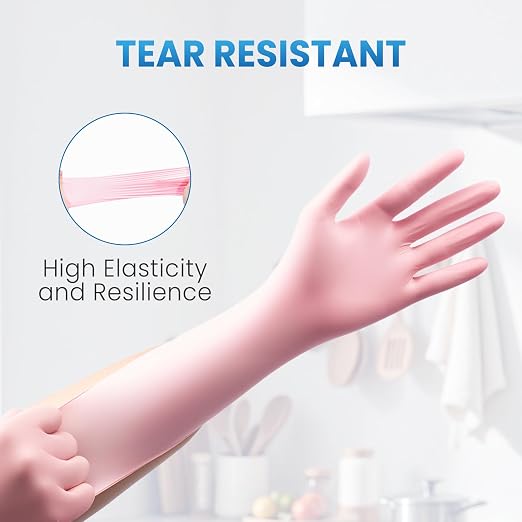Borje Pink Nitrile Gloves, 100 Count Disposable Gloves, Large | Latex & Powder-Free, Food Safe, Cleaning, Esthetician, Cooking