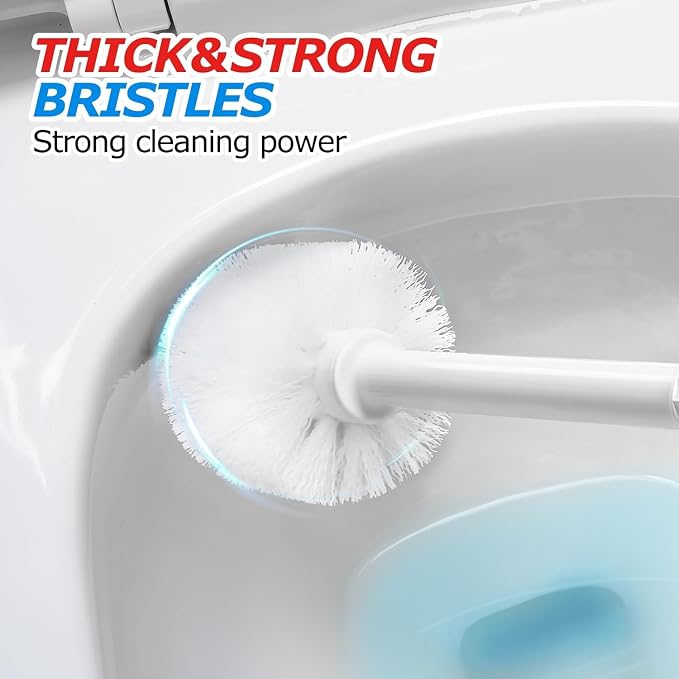 FORASTO 2Pack 2 in 1 Toilet Brush and Plunger Set,Clean Gloves, Extended Handle Plunger，Toilet Bowl Brush Plunger Set,Bathroom Cleaning Tools,Toilet Brush Plunger Combo,Cleaning Brush(Cream White) | 21" Extended, Cleaning Gloves, Heavy Duty Rubber Toil...