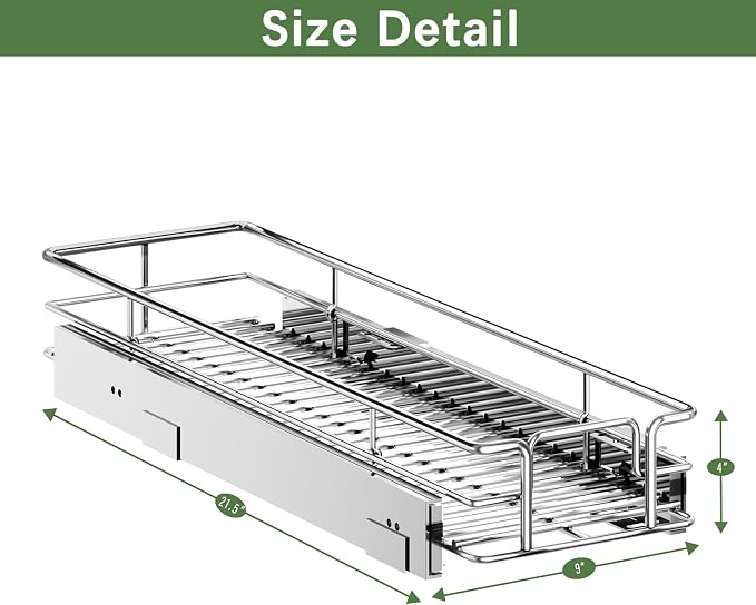 LOVMOR Pull Out Cabinet Organizer 9" W x 21½" D, Kitchen Cabinet Pull Out Shelves Slide Out Storage