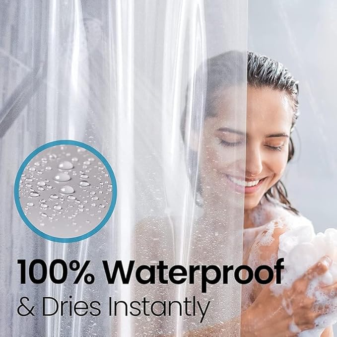 LiBa Shower Curtain PEVA 8G, 72x72 Inch Clear 2-Pack | Non-Toxic PEVA shower liner, waterproof plastic shower curtain, rust-proof grommets, weighted magnets, bathroom accessories