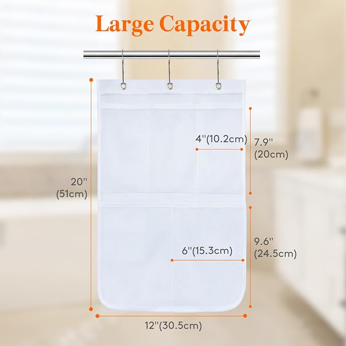 Lifewit Mesh Shower Caddy, 5 Pockets Hanging Bathroom Organizer, 1 Pack | 12" x 20", Attached 3 Hooks, Quick-Dry, Portable, Cruise Essentials, Idea for Toiletry, RVing, Travel, Camping