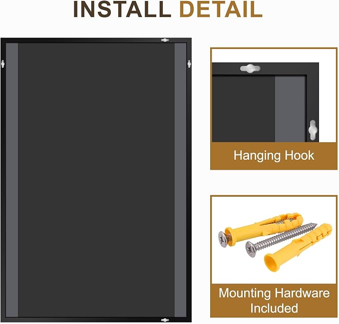 Bathroom Vanity Mirror for Over Sink, 60x36 Inch Matte Black Mirror | Shatterproof Tempered Glass, Anti-Rust Metal Frame, Rectangle Wall Mirrors for Bedroom, Living Room & Entryway