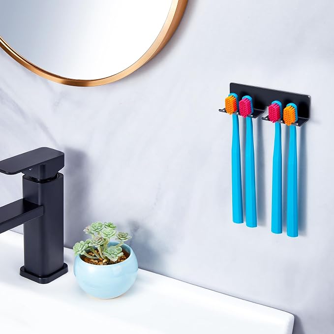 Electric Toothbrush Head Holder, Toothbrush Holders Wall Mounted, Electric Toothbrushs Holder, Bathroom Shower Tooth Brushing Holder, Tooth Brush Head Holder Organiser (Black, Large)