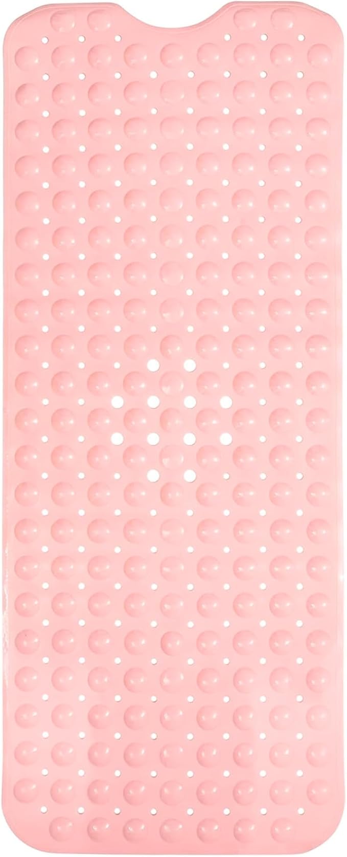 ENKOSI Non-Slip Bath & Shower Mat 40x16 Extra Long, Suction & Drain Holes | Baby Pink color; Durable PVC; 40x16 in, Baby Pink