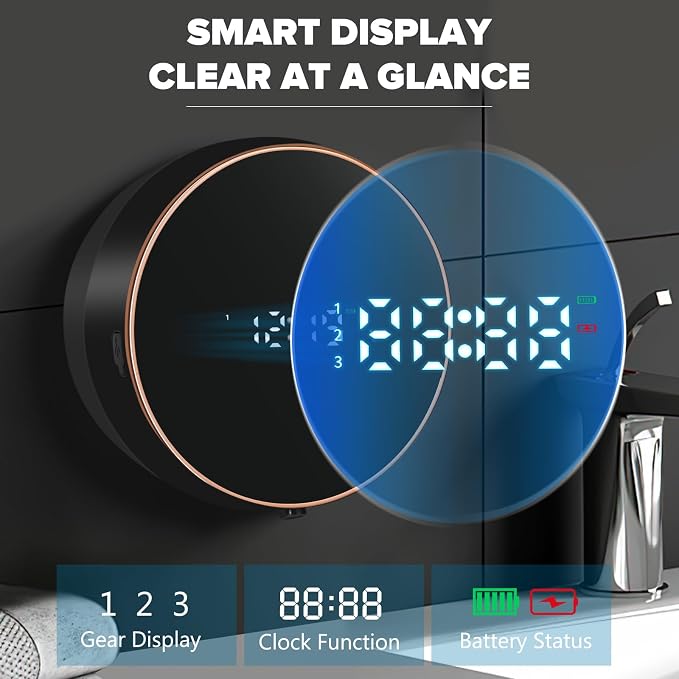 Monstake Automatic Soap Dispenser, Touchless Rechargeable Wall Mount | Smart Display, 3 Gears Adjustable Liquid Hand Dish Soap Dispenser for Kitchen Sink Bathroom Black