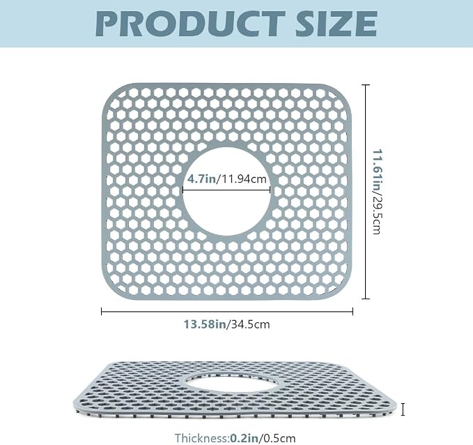2pcs Sink Protectors for Kitchen Sink, Sink Protector For Kitchen Fast Drying Heat Insulation Soft Silicone, Protect Sink from Stains, Damage, Scratches, Dishwasher Safe Sink Grid