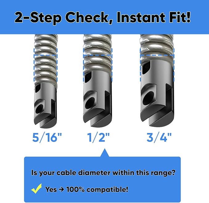 4-Piece Drain Snake Attachment Replacement Cutters-Boring Bulb Cutter,C-Cutter,Spade Cutter,Arrow Cutter-Compatible with 50FT-100FT Drain Snake for 1-4“ Pipe