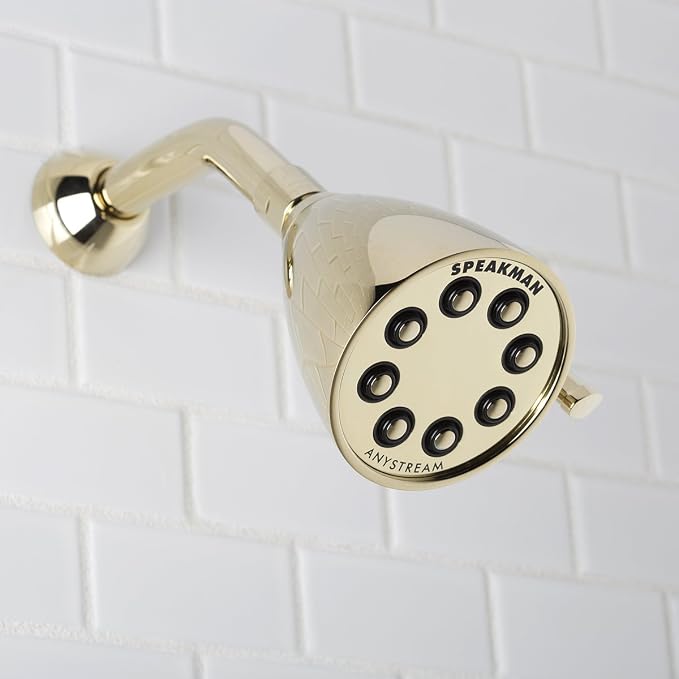 Speakman S-2251-PB Signature Icon Anystream High Pressure Adjustable Solid Brass Shower Head, Polished Brass