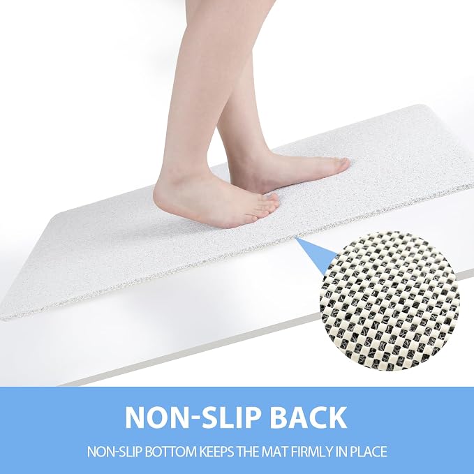 Hargiis Non-Slip Bathtub Mat, Anti Slip Shower Mat, Fast Drying Bathtub Mats, Foot Scrubber Mat, Anti Slip Mat for Tub, Floor, Bathroom, Kitchen, Home, Hotel (White 32"×17")