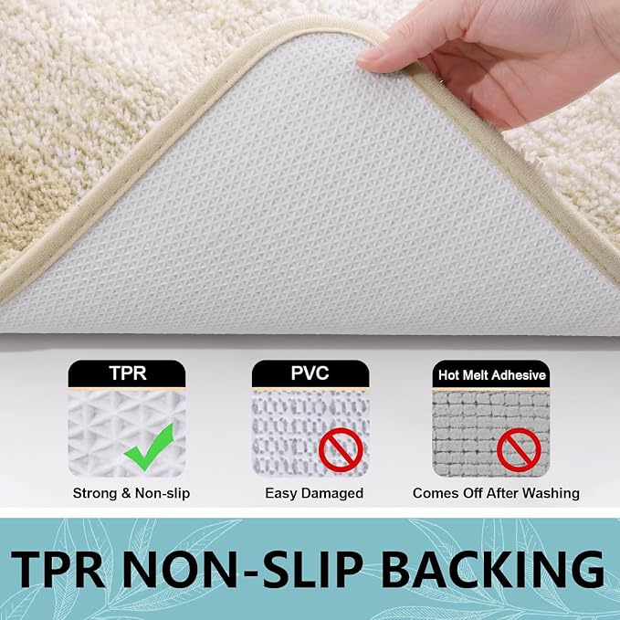 Arotive Microfiber Bathroom Rugs, Shaggy Soft Absorbent Bath Rug, 44x32 | LightBeige, Rubber Backing Thick Plush Machine Washable Dry Bath Mats for Bathroom, Tub and Shower, Rectangular