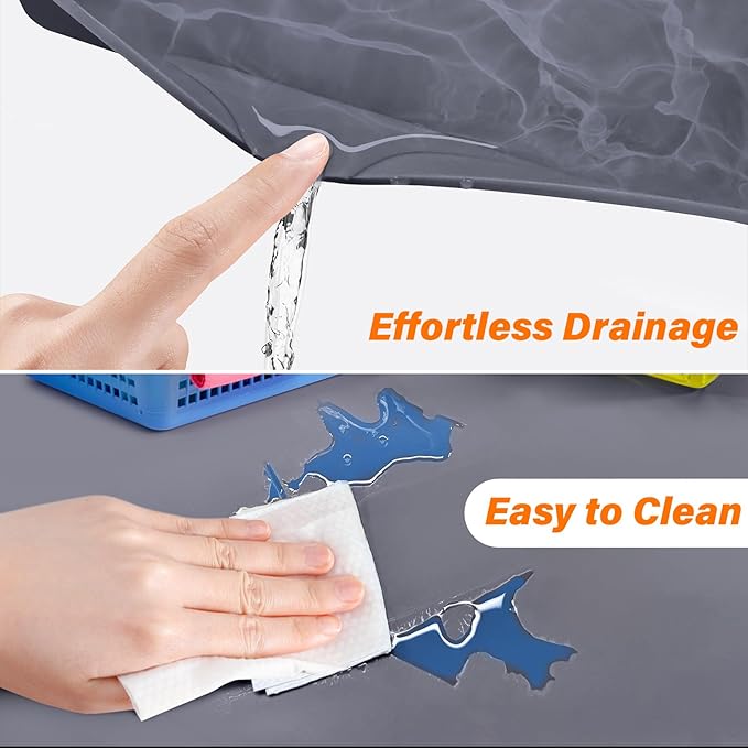 FLATO Waterproof Under Sink Mat, 28" x 22", Dark Gray | Shelf Liner for Kitchen and Bathroom, Cabinet Protector, Organizers and Storage, Flexible Silicone Drip Tray