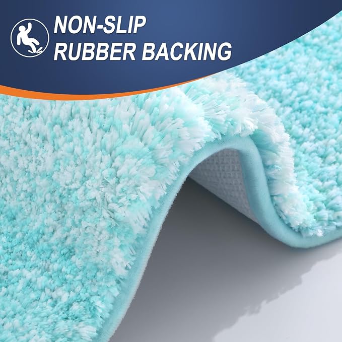 OLANLY Small Bathroom Rugs 24x16, Extra Soft Absorbent Microfiber Bath Rugs | Teal, Non-Slip Quick-Drying Rubber Backing, Machine Washable Plush Bath Mat for Floor, Tub and Shower, Home Decor Accessories