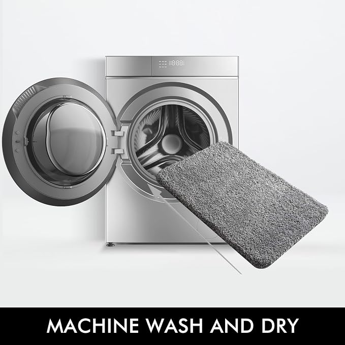 MIULEE Grey Toilet Bathroom Rug U-Shaped Microfiber Bath Mat 24x24 Inch | Absorbent, Non Slip, Quick Dry, Fluffy Bath Rugs for Bathroom Floor Tub Showers, Machine Washable