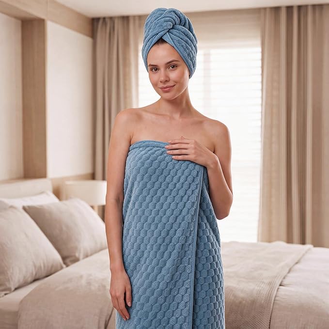 REDKISS Microfiber Bath Towel Large, 31”x 61” 4 Pack, Super Absorbent | Multicolor, Quick Dry, Super Soft, Lint Free, Fluffy Towel for Bathroom, Spa, Gym, Travel, Dorm, Ideal Everyday Use,
