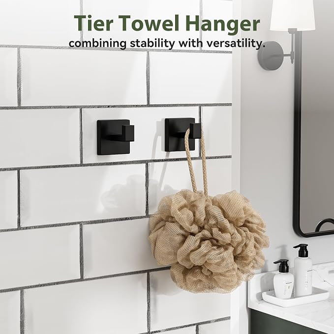 5-Pieces Matte Black Bathroom Accessories, 24 Inch Bathroom Hardware Set | SUS304 Stainless Steel Bath Towel Bar Set, Towel Racks for Bathroom Wall Mounted