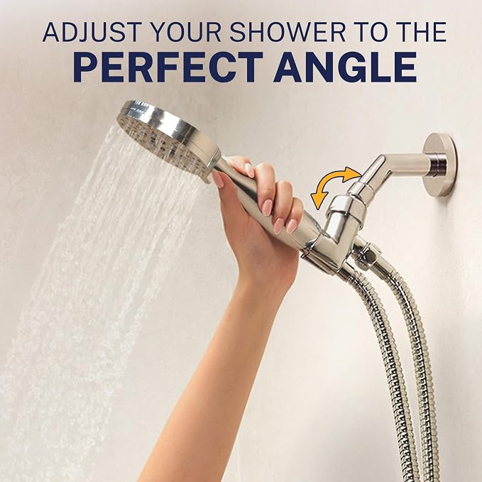 HammerHead Showers® Solid Metal 3-Spray Handheld Shower Head with Long Hose and Holder - CHROME - 2.5 GPM High Pressure Shower Head with Handheld Sprayer - WIDE, MASSAGE, and MIST Sprays