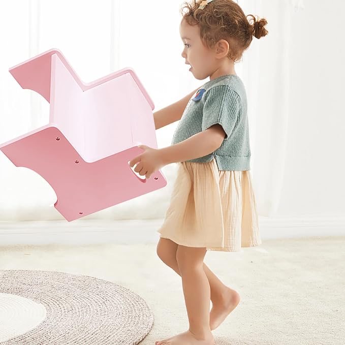 Toddler Step Stool for Bathroom & Kitchen – Wooden 2-Step Kids Stool with Handles & Non-Slip Pads, Sturdy Birch Wood, 200 lb Capacity for Potty Training, Sink & Counter Access