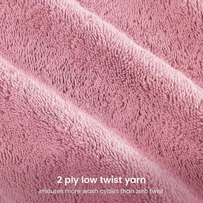 100% Organic Cotton Bath Sheet Set of 2 | Soft Oversized Bath Towels | 700 GSM Premium Bath Towel Sheet Set GOTS Certified - Dusty Pink
