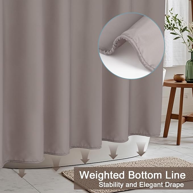 AooHome 72x96 inch Fabric Shower Curtain Liner, Water Repellent Extra Long Bathroom Curtain for Hotel with Hooks, Weighted Hem, Chocolate