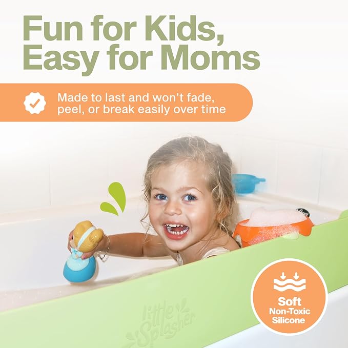 Original PlayPad, Bathtub Splash Guard Play Shelf - Toy Tray Caddy Holder Storage - Suction Cups Attach to Bath Tub - No Mess Water Spill in Bathroom for Toddlers Kids Baby (Green)