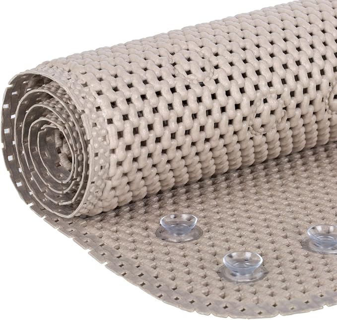 Duck Brand Clorox Cushioned Foam Bath Mat for Tubs, Non-Slip with Suction Cups, 17 Inches x 36 Inches, Taupe