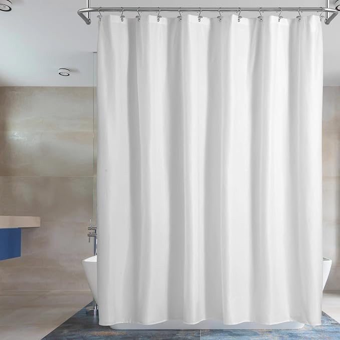 Barossa Design Waterproof Fabric Shower Curtain or Liner White, 72x72 | Soft Microfiber Cloth, Waterproof, Hotel Quality, Machine Washable, 72W x 72H for Bathroom/Tub