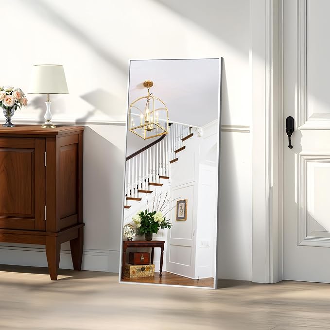 KOCUUY Silver Framed Mirror, 20"x48" Rectangle Bathroom Mirror for Wall, HD Tempered Glass, Anti-Rust Frame, Modern Design for Bathroom, Bedroom, Living Room, Entryway