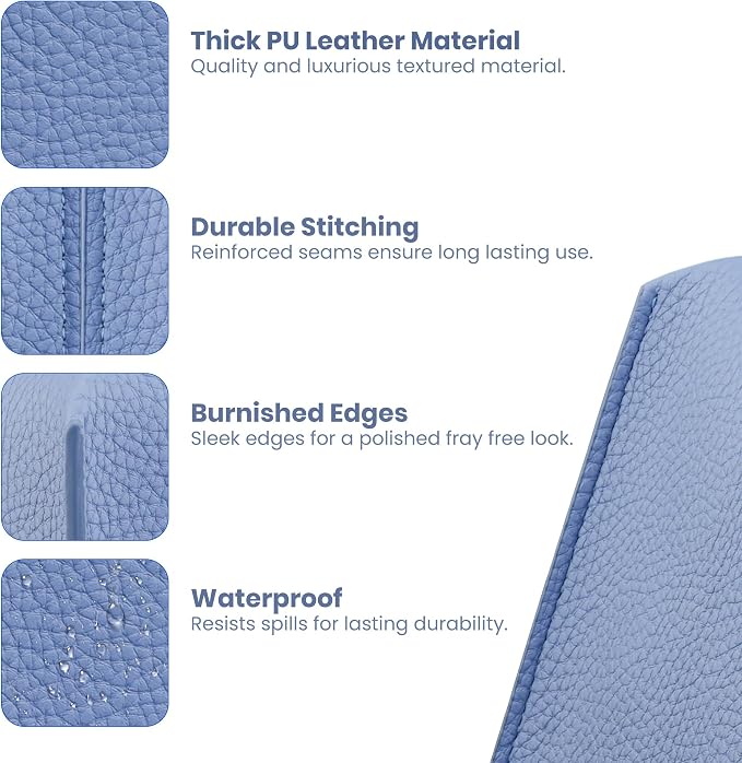 Premium PU Leather Tissue Box Holder - Elegant Hotel-Style Tissue Box Cover for Home, Office & Car Décor, Tissues Cube Organizer for a Natural & Classic Look (Sky Blue 2 Pack)