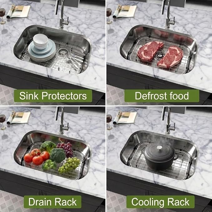 Kitchen Sink Grid and Sink Protector, Stainless Steel Sink Grids 18-1/2" x 13-3/8" with Center Drain for Single Sink Bowl, Sinka Bottom Grid, Sinks Grate