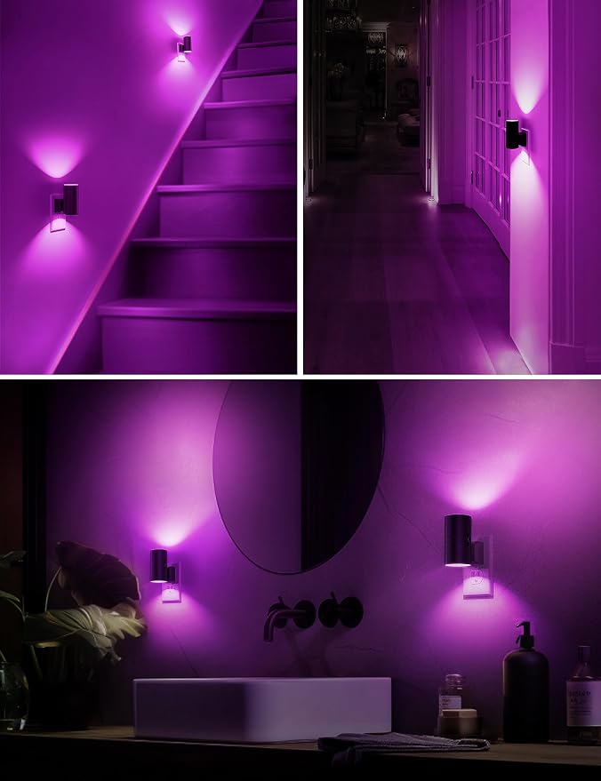 L LOHAS LED Purple Night Light, Purple Lights, Night Lights Plug into Wall | Light Sensor, 0-100LM Dimmable Night Lights Decorative for Christmas Halloween Holiday, Home Decor, Party Decor, 2 Pack