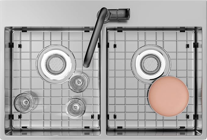 2Pack Sink Protector Grid 13" x 15", Stainless Steel Sink Protectors for Kitchen Sink, Rust Resistant Sink Grate for Bottom of Kitchen Sink with Sink Strainers