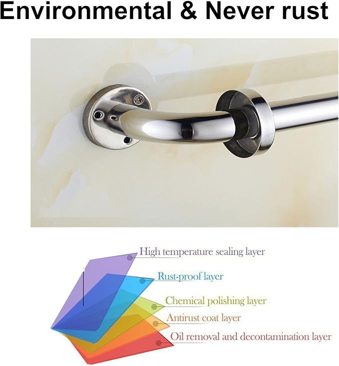 ZUEXT 12 Inch Polished Chrome Safety Grab Bar for Bathroom Shower Tub | Stainless Steel Grab Bar Handle, Bathroom Balance Bar, Safety Hand Rail Support, Handicap Elderly Injury Seniors Assist