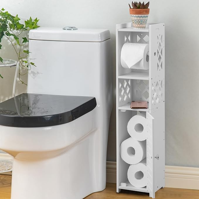 H HUIYKALY Toilet Paper Holder Small: No Drill Bathroom Storage for Renters
