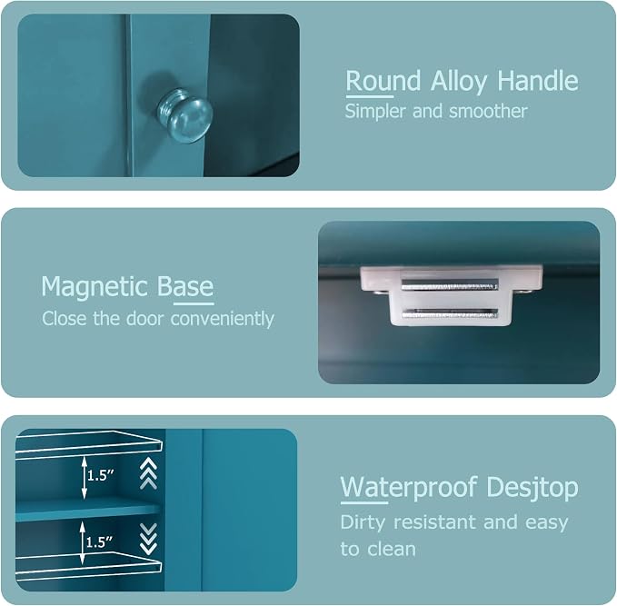 TaoHFE Turquoise Bathroom Cabinet,Bathroom Wall Cabinet with 2 Door | Adjustable Shelves,Over The Toilet Storage Cabinet,blue Bathrooms Cabinet Wall Mounted,Medicine Cabinets for Laundry