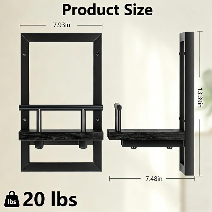Sbosbo Floating Shelves for Wall Plant Shelf Indoor Wall Mounted Shelves | Wall Planters for Indoor Floating Plant Shelves for Bedroom, Living Room, Kitchen, Office, Bathroom Decor (Black, 2 Pack)