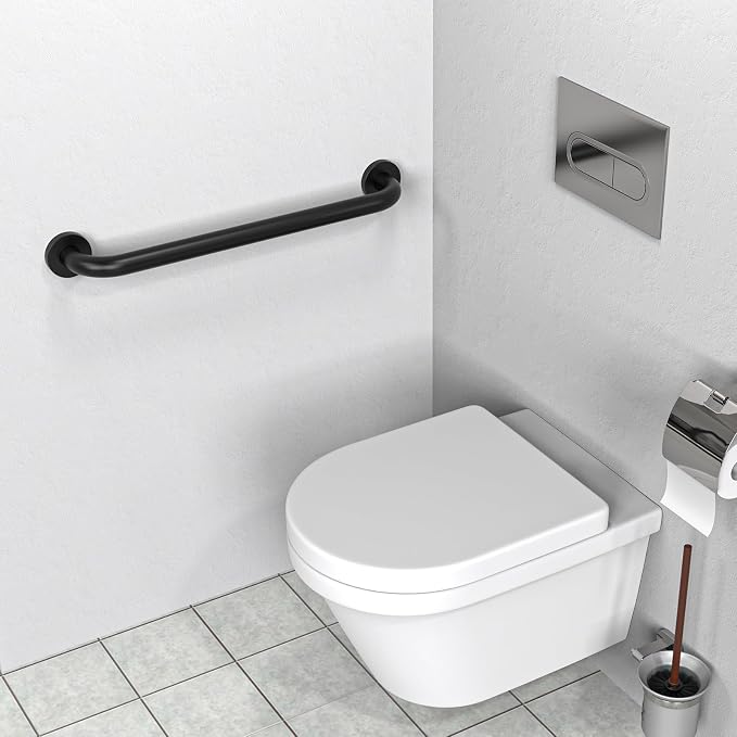 ZUEXT 2 Pack 20 Inch Matte Black Bathroom Grab Bars, Stainless Steel | Grab Bar Handle for Wall, Shower Balance Bar, Safety Hand Rail Support, for Handicap Elderly Injury Seniors, 1.25" Diameter