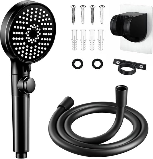 RV Shower Head with Hose, High Pressure Handheld RV Shower Head Replacement with On Off Switch,5 Modes,Power Jet, Camper Showerhead for RV,Travel Trailer,Motorhome,Boat,Black